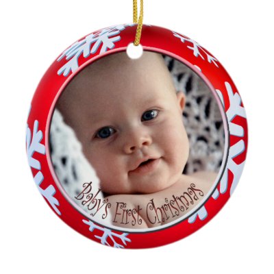 PixDezines Snowflakes Baby&#39;s First Christmas Ornament