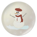 PixDezines Snowman+red beret plates