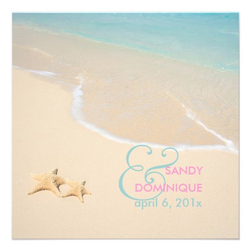 PixDezines Starfish + beach/tropical wedding Personalized Announcements