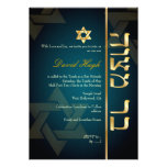 PixDezines Stylish Bar Mitzvah/dark teal blue/gold Invitation