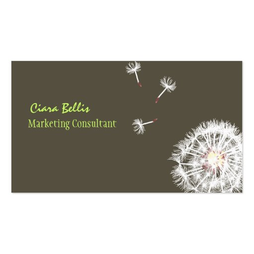 PixDezines Stylish Marketing Consultant/dandelions Business Card (front side)