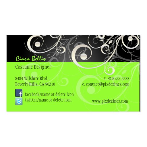 PixDezines Stylish Pearl Swirls Business Card Templates (back side)