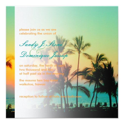 PixDezines Sunset at A-Bay/tropical wedding Personalized Invitations