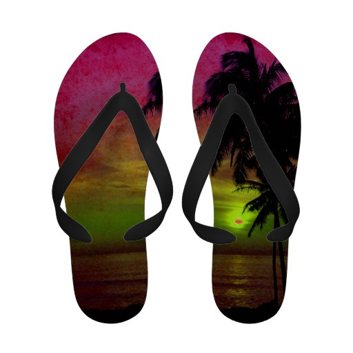 PixDezines sunset hawaiian beach Sandals | Zazzle