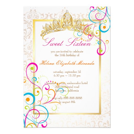 PixDezines Sweet 16/Rainbow Swirls/DIY background Custom Invitation
