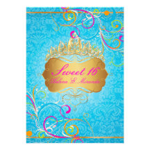 PixDezines Sweet 16/Rainbow Swirls Personalized Invite