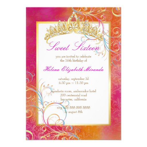 PixDezines Sweet 16/Rainbow Swirls Custom Invitations