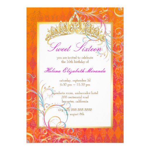 PixDezines Sweet 16/Rainbow Swirls Personalized Invitations