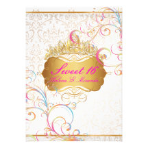 PixDezines Sweet 16/Rainbow Swirls Personalized Invitations