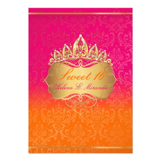 PixDezines Sweet 16/Vintage Rossi Damask Personalized Announcements