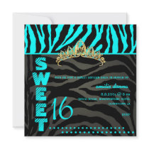 PixDezines Sweet 16/Zebra Stripes Personalized Invites
