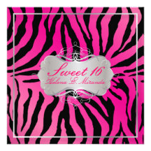 PixDezines Sweet 16/Zebra Stripes Custom Invitation