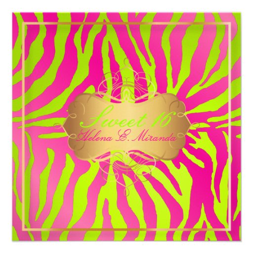 PixDezines Sweet 16/Zebra Stripes Custom Invitations