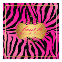 PixDezines Sweet 16/Zebra Stripes Custom Announcements