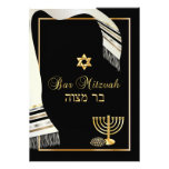 PixDezines talit/kippot/bar mitzvah/black/gold invitations