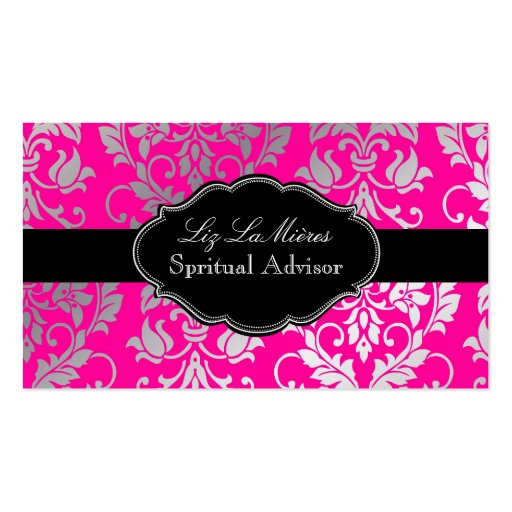 PixDezines Tanza Damask/DIY background/pink Business Card (front side)