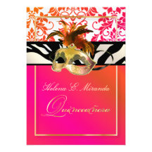 PixDezines Tanza Damask/Quinceanera/Zebra Invitations