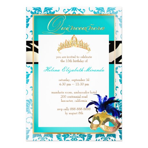 PixDezines Tanza Damask/Quinceanera/Zebra Custom Announcement
