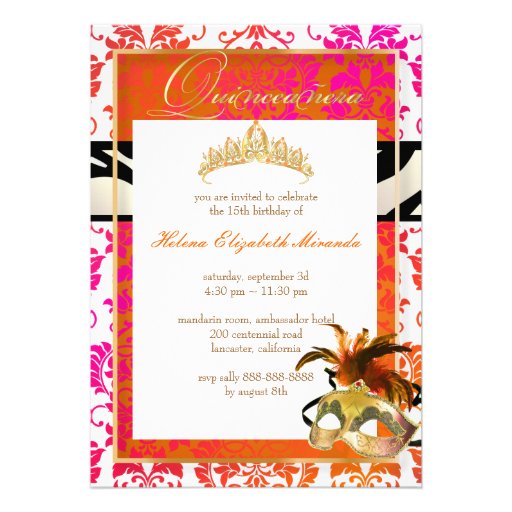 PixDezines Tanza Damask/Quinceanera/Zebra Invites