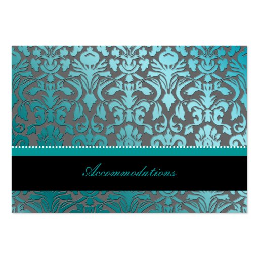 PixDezines teal  flora damask/accommodations Business Card Template (back side)