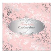 PixDezines toile pink roses/DIY background color Personalized Invitations