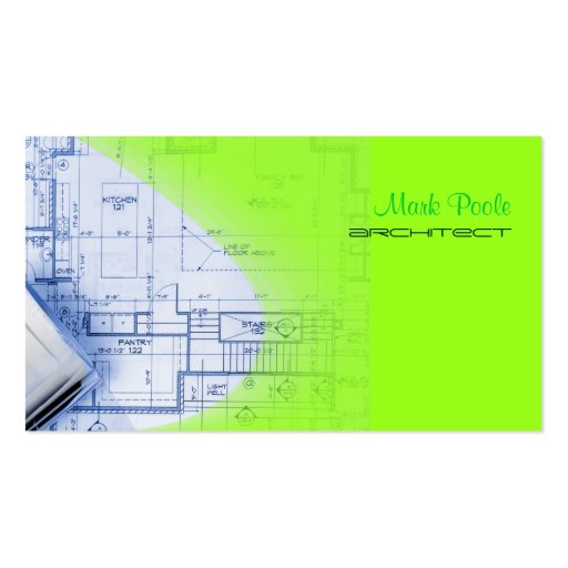 PixDezines Trendy Architect Electric Green Business Card (front side)