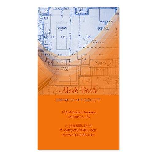 PixDezines Trendy Architect Electric Orange Business Cards (back side)