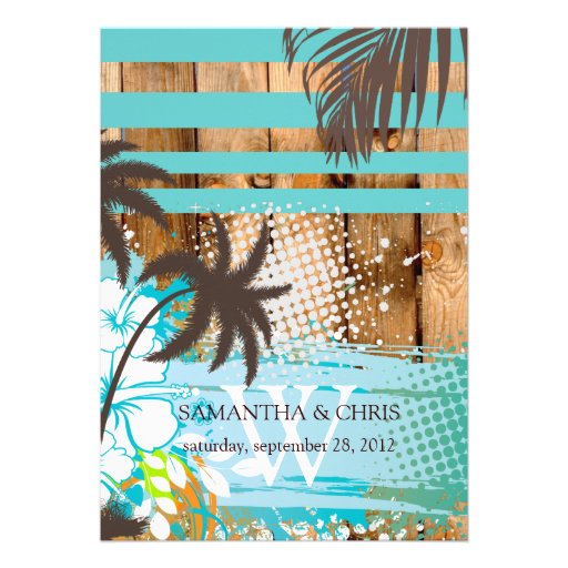 PixDezines tropical grunge/beach theme/DIY colors Personalized Invitations (front side)