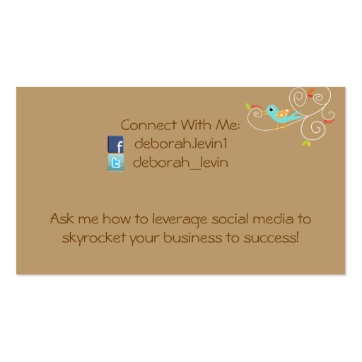 PixDezines Tweet, tweet, SEO marketing/DIY color Business Card Template (back side)