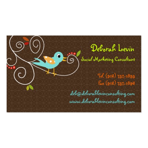 PixDezines Tweet, tweet, SEO marketing/DIY color Business Card Template (front side)
