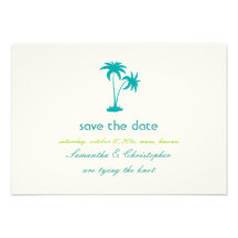 PixDezines Twin Palms, Teal Personalized Announcement