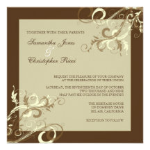 PixDezines Vanilla Swirls / Brown Personalized Invites