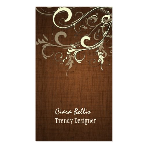PixDezines vanilla swirls/faux linen Business Card (front side)