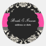 PixDezines Vendome Damask, Hot Pink Round Stickers