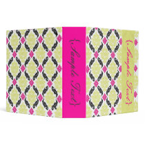 PixDezines Venezia, Pink + Green Damask 3 Ring Binders