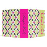 PixDezines Venezia, Pink + Green Damask 3 Ring Binders