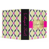 PixDezines Venezia, Pink + Green Damask Vinyl Binder