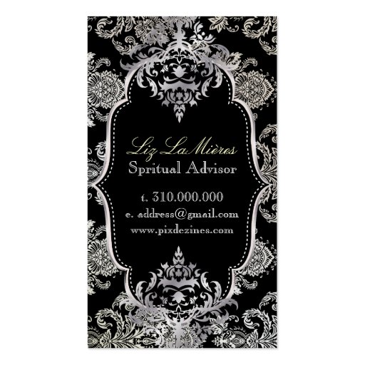 PixDezines Victorian Damask/DIY color Business Card (back side)