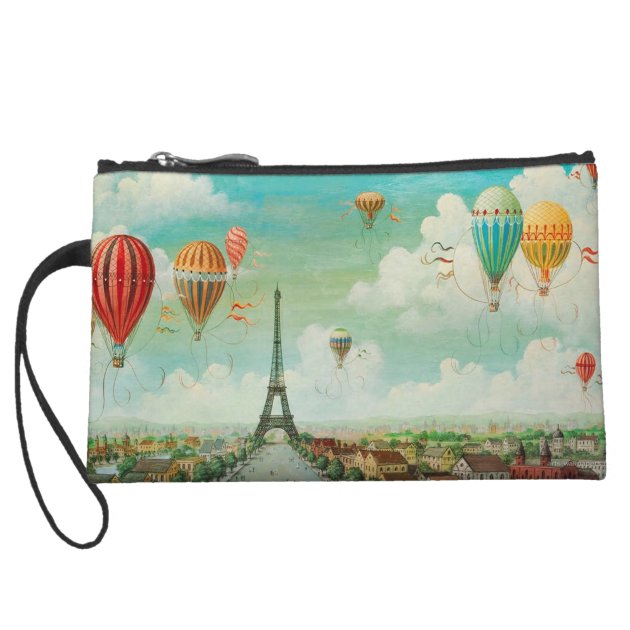 PixDezines vintage balloons over paris Wristlets