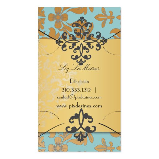 PixDezines vintage baroque damask Business Card Template (back side)