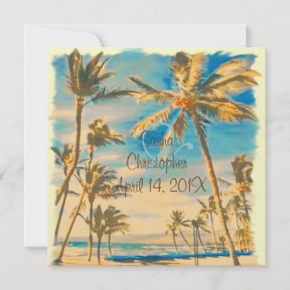 PixDezines Vintage Beach Scence/Aloha/Luau invitation