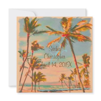 PixDezines Vintage Beach Scence/Aloha/Luau invitation