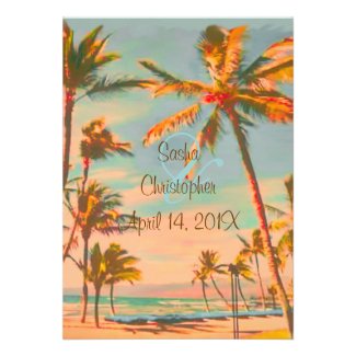 PixDezines Vintage Beach Scence/Aloha/Luau Personalized Invitation