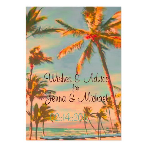 PixDezines Vintage Beach Scene Wishes + Advice Business Cards (front side)