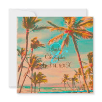 PixDezines Vintage Beach, tropical paradise Personalized Invitation