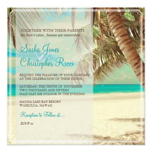 PixDezines vintage beach, tropical paradise Custom Invite