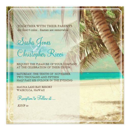 PixDezines vintage beach, tropical paradise Invites