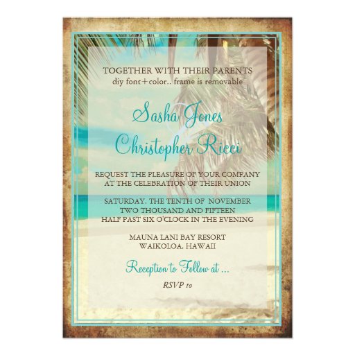 PixDezines vintage beach, tropical paradise Invite
