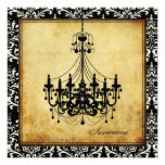 PixDezines Vintage Chandelier+damask borders invitations