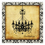PixDezines Vintage Chandelier+damask borders invitations